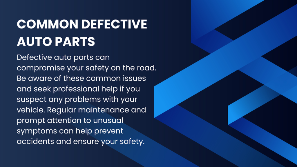 An infographic illustrating common defective auto parts in alabama.