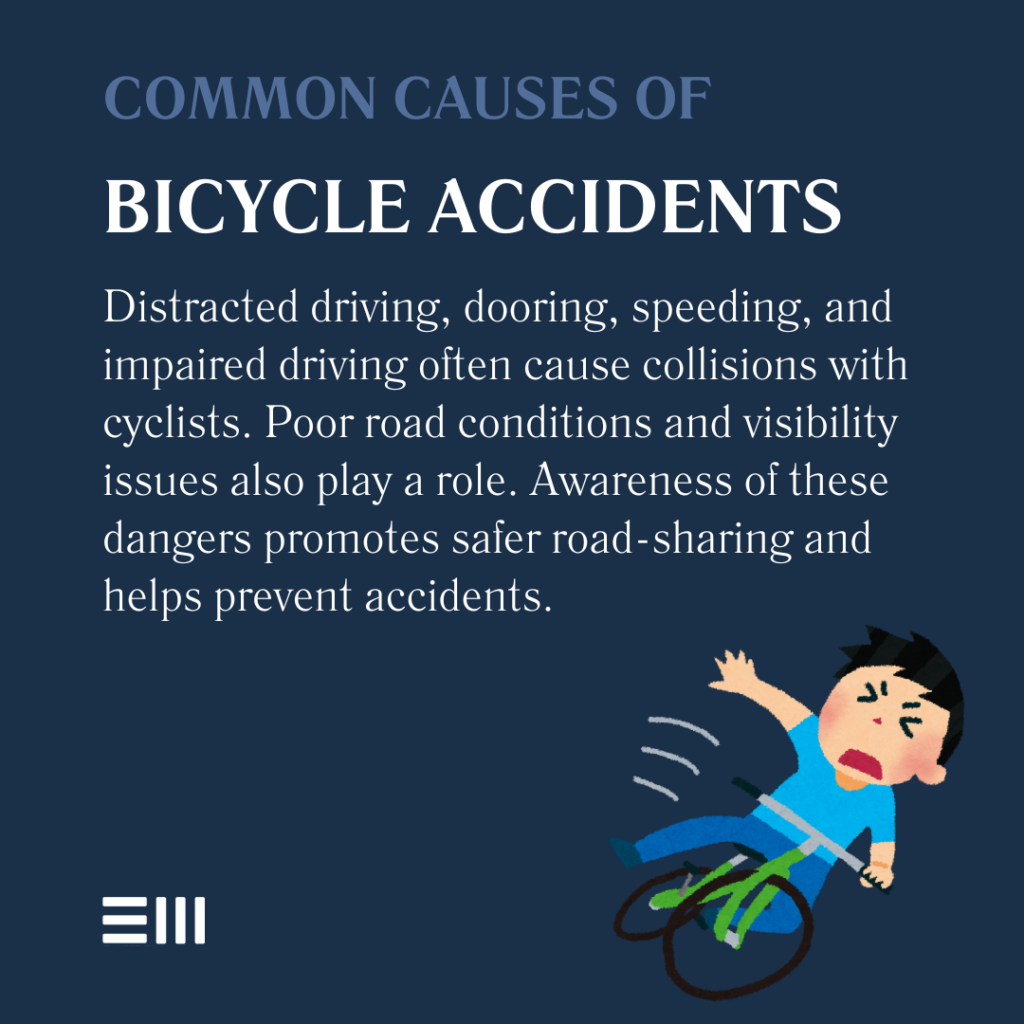 An infographic illustrating the common causes of bicycle accidents in Alabama. 