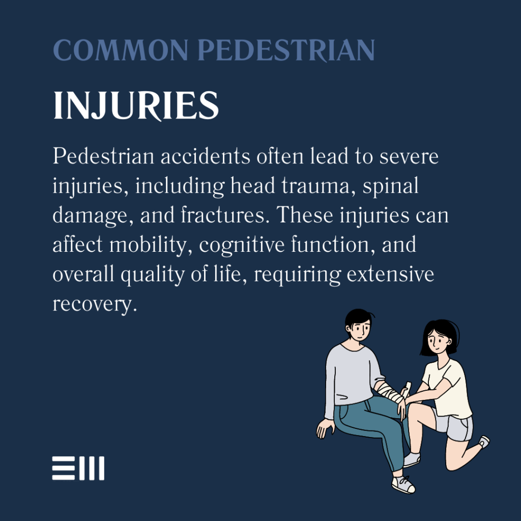 An infographic illustrating common pedestrian injuries in Alabama.