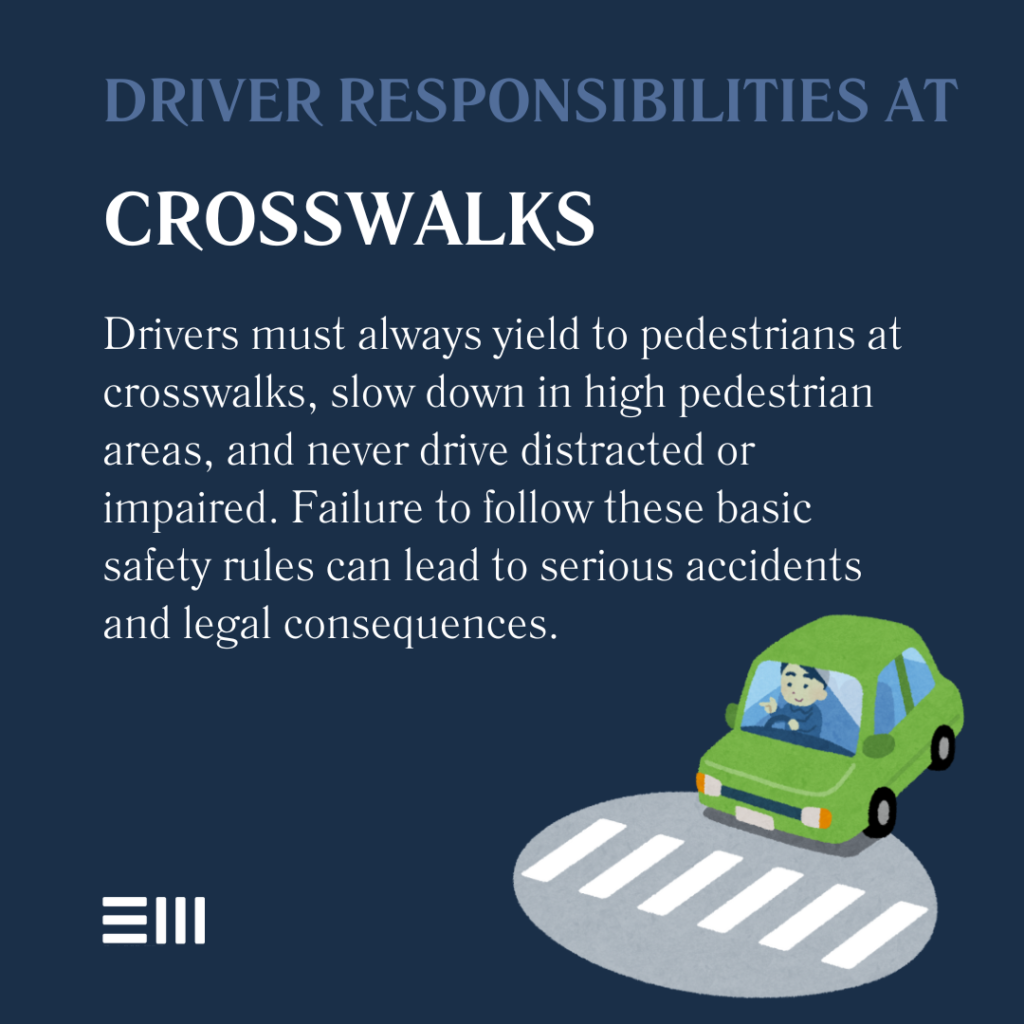 An infographic illustrating driver responsibilities at crosswalks in Alabama.