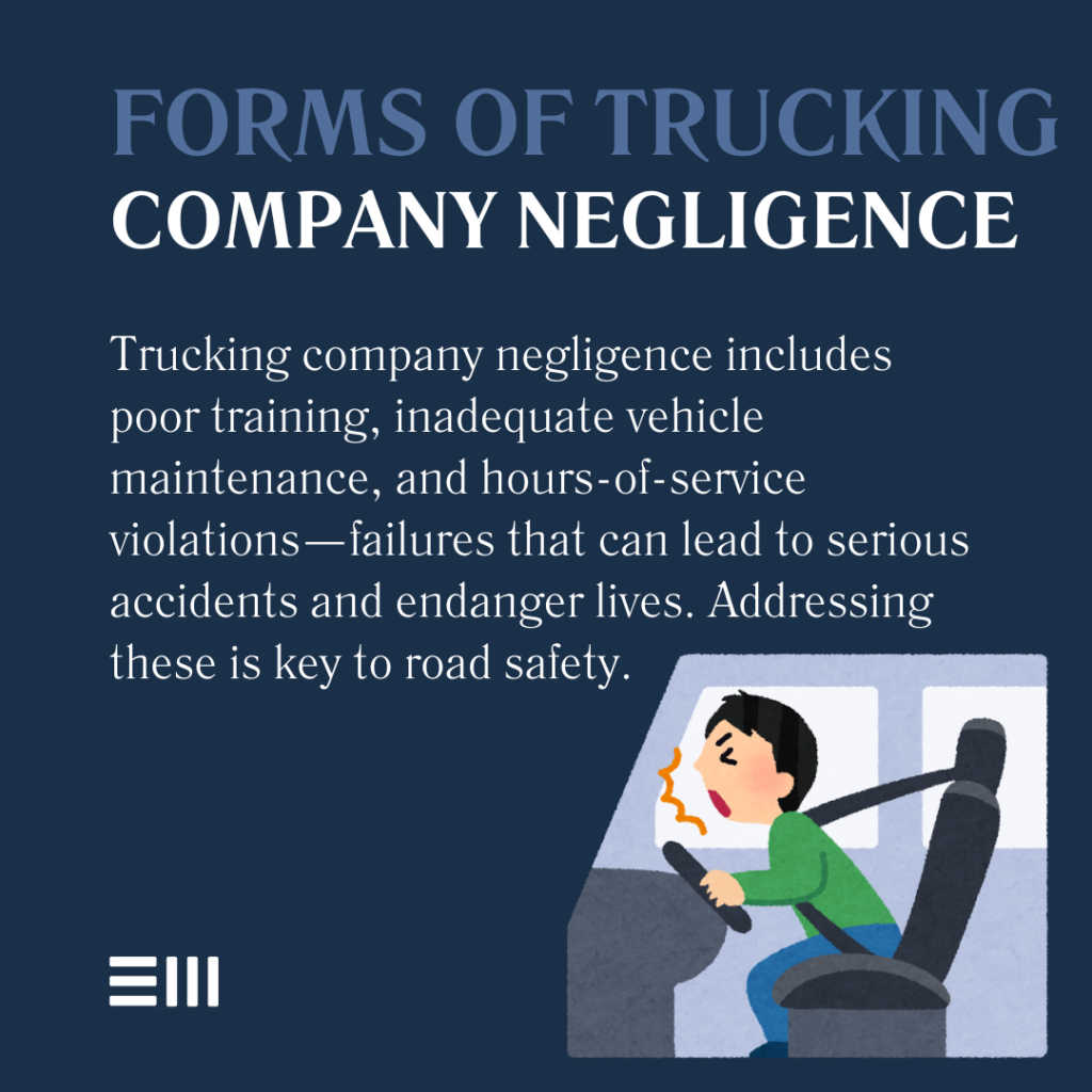 An infographic illustrating different forms of trucking company negligence. 