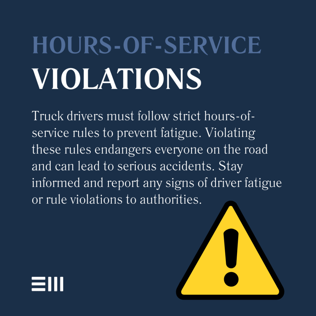 An infographic illustrating how hours of service violations work in relation to truck drivers.