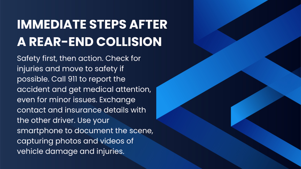 An infographic illustrating the steps to take after a rear-end collision in Alabama.