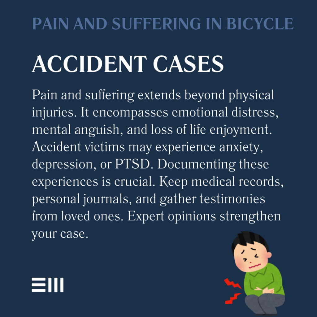 An infographic illustrating how pain and suffering damages work in Alabama bicycle accident cases.