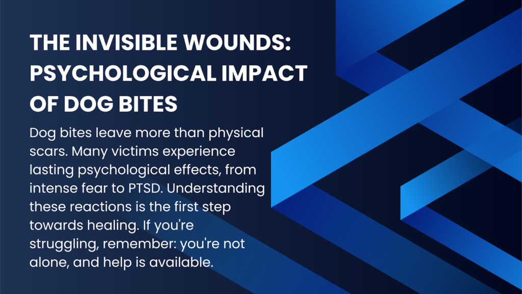 An infographic illustrating the psychological impact of dog bite wounds on victims.