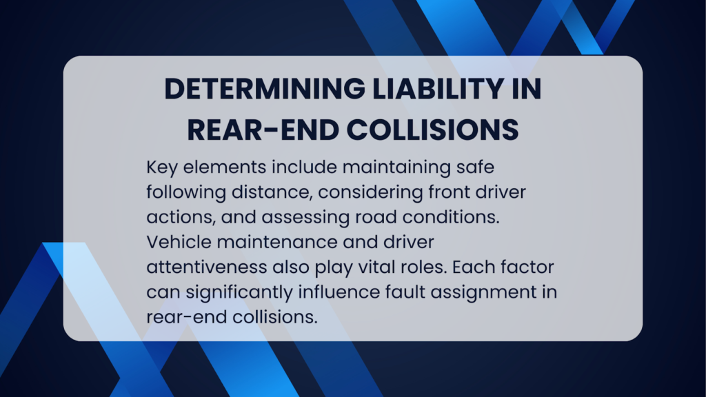 An infographic describing how to determine liability in rear-end collisions in Alabama.