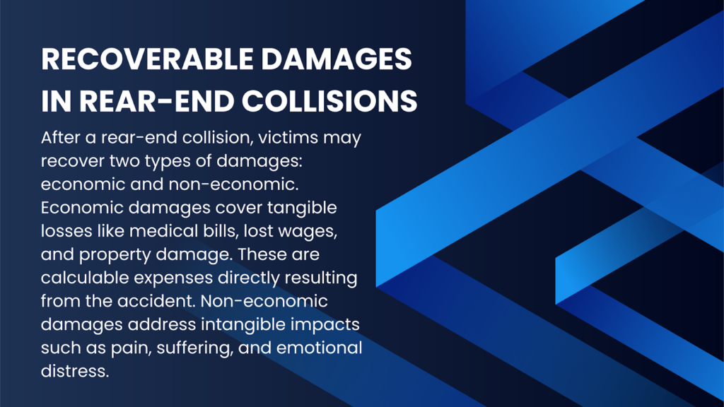 An infographic illustrating recoverable damages in rear-end collision lawsuits in Alabama.