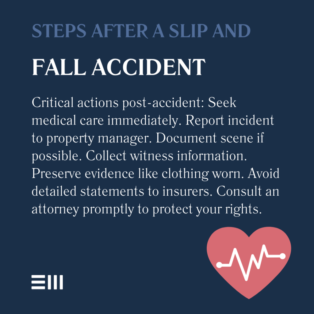 An infographic illustrating the steps to take after a slip and fall accident in Alabama.