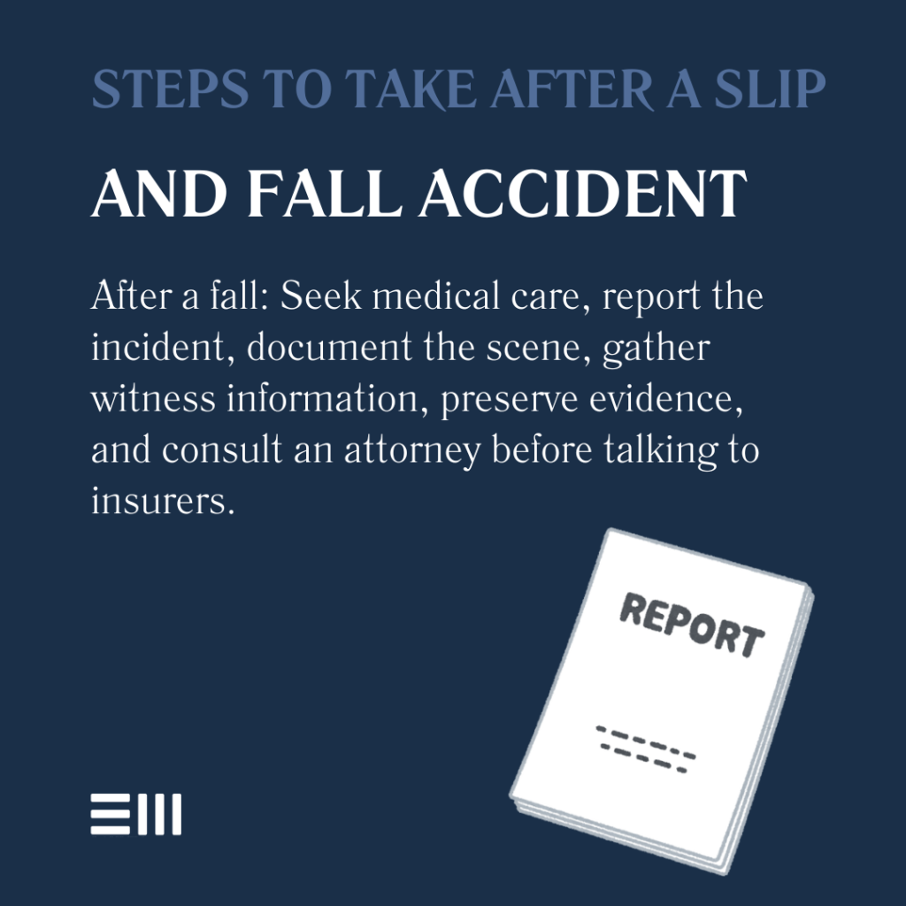 An infographic illustrating steps to take after a slip and fall accident in Alabama.