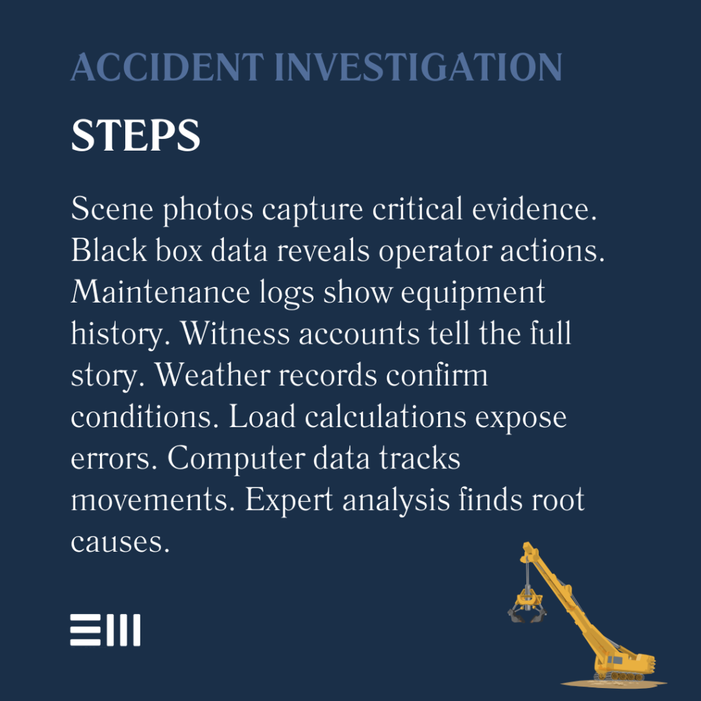 An infographic illustrating accident investigation steps that are common in Alabama.