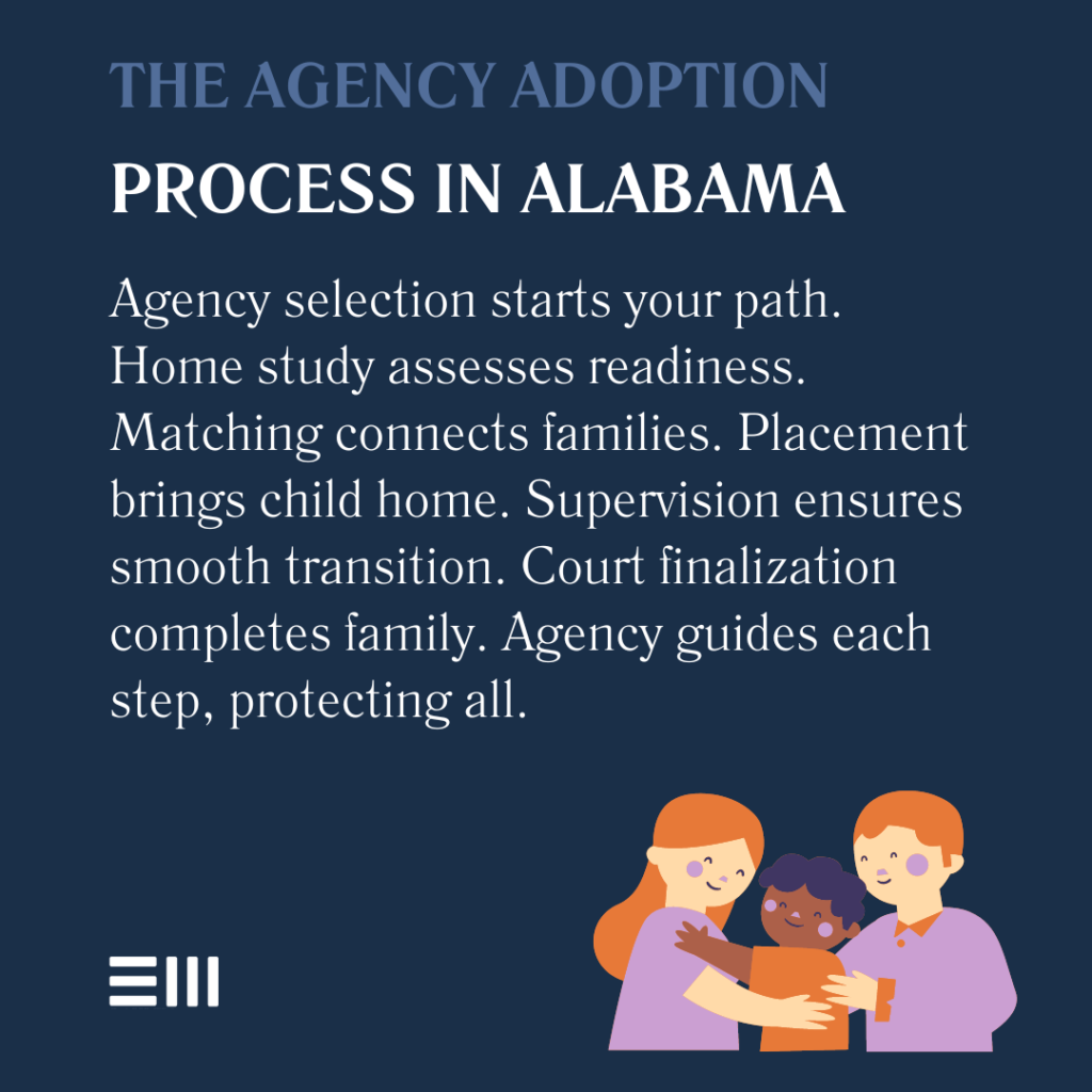 An infographic illustrating the agency adoption process in Alabama.