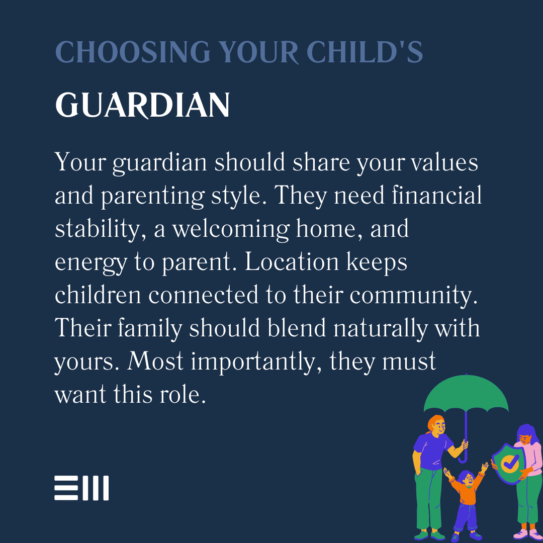 An infographic illustrating choosing your child's guardian.