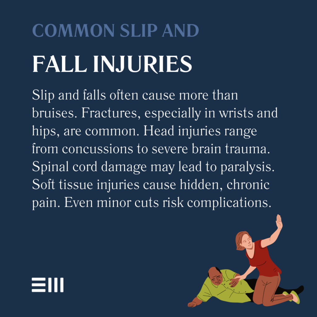 An infographic illustrating common slip and fall injuries in Alabama.