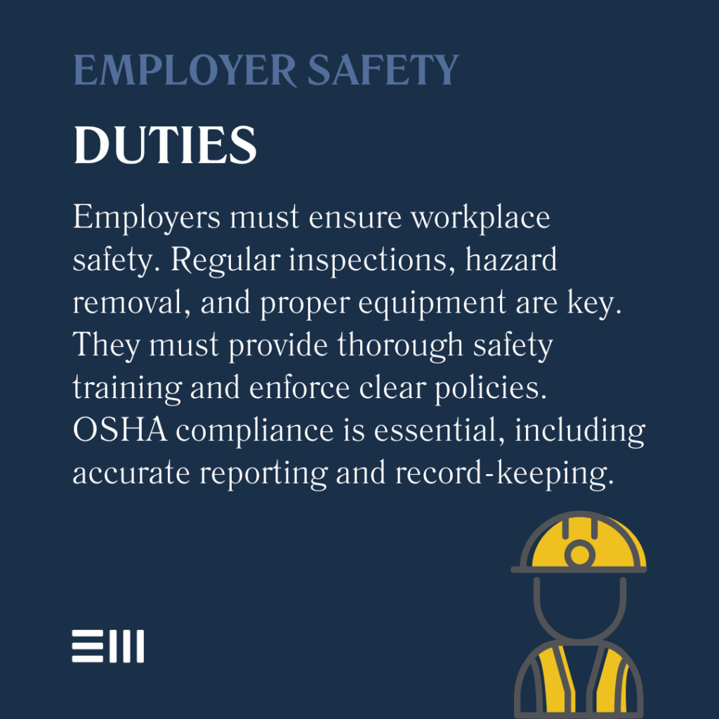 An infographic illustrating employer safety duties and responsibilities in Alabama.