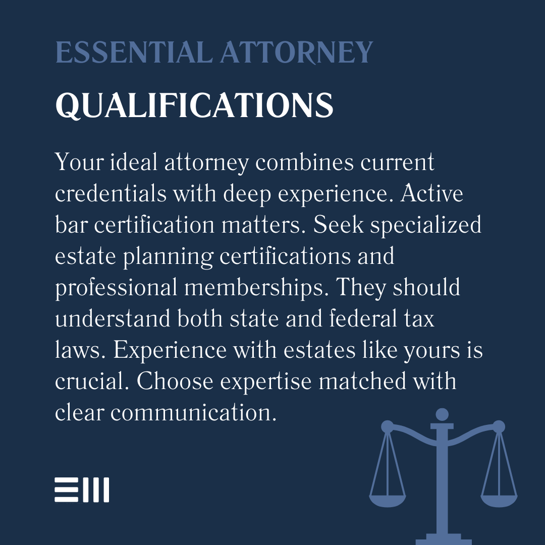 An infographic illustrating essential attorney qualifications.