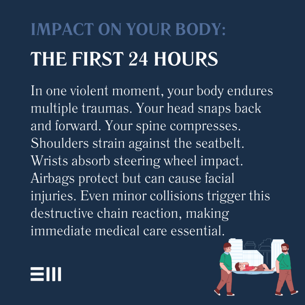 An infographic illustrating the impact on your body that rear-end collisions in Alabama can have.