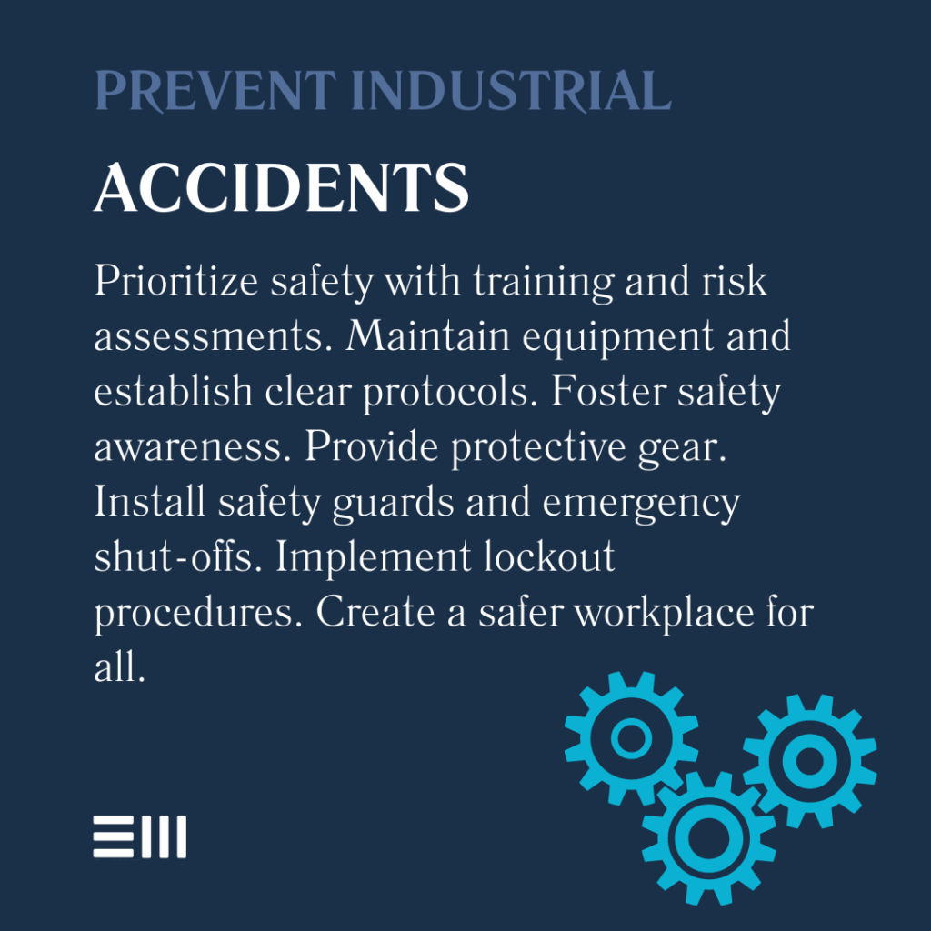 An infographic illustrating how employers can prevent industrial accidents in Alabama.