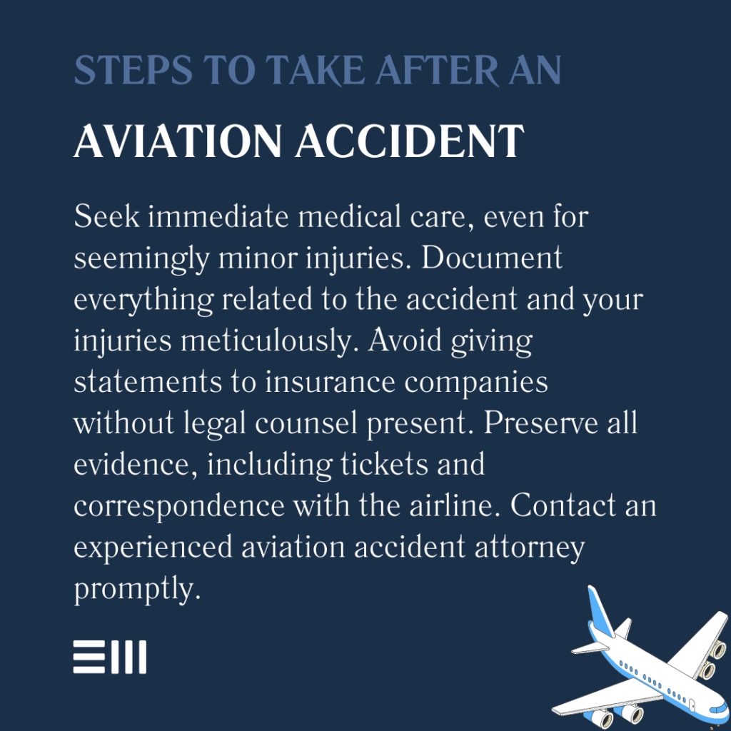 An infographic illustrating steps to take after an aviation accident in Alabama.