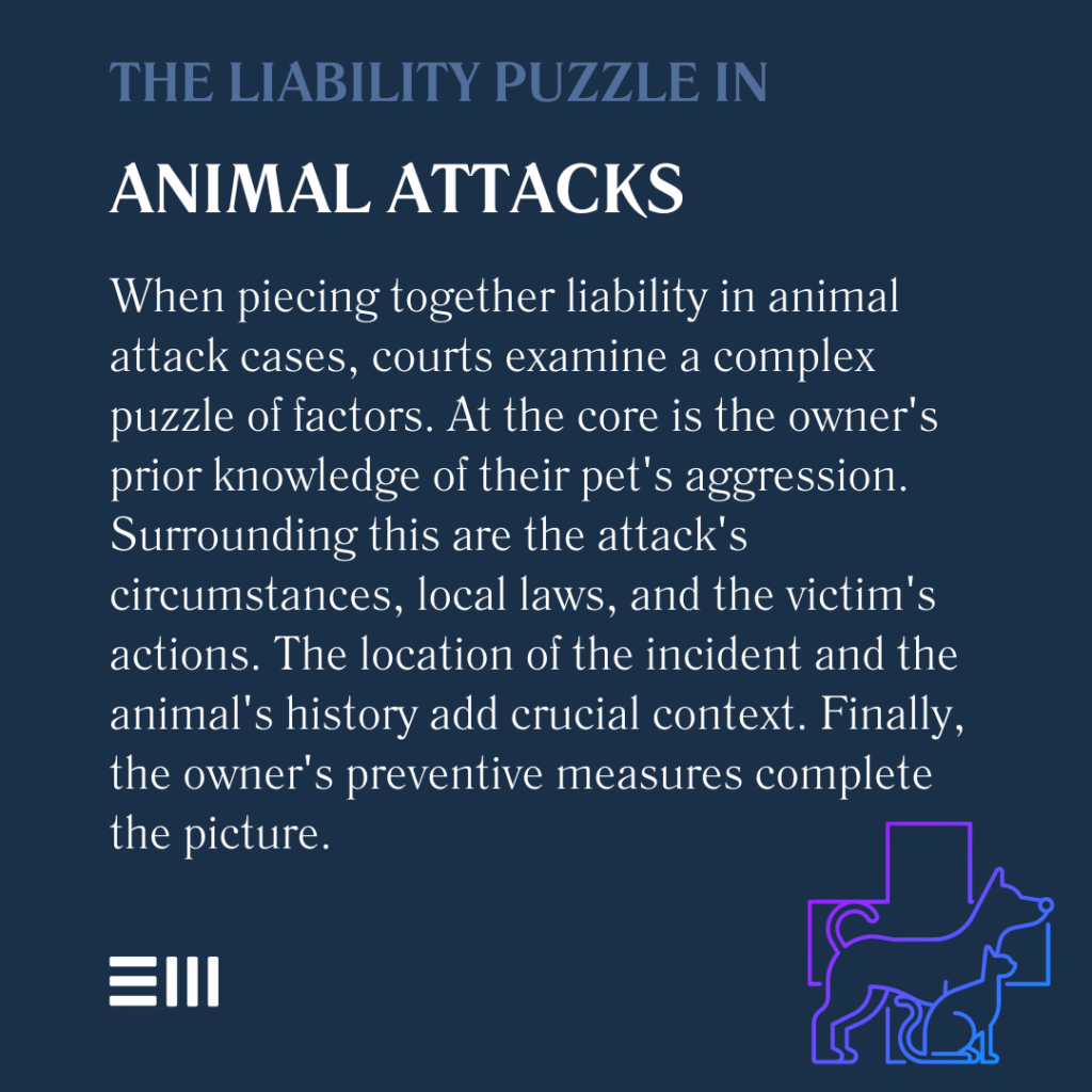 An infographic illustrating the liability puzzle in animal attacks.