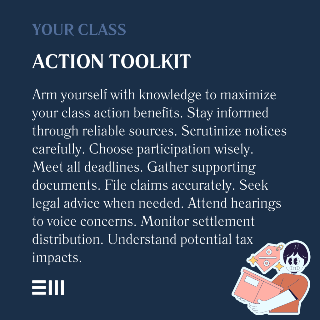 An infographic illustrating your class action toolkit for consumer harm.