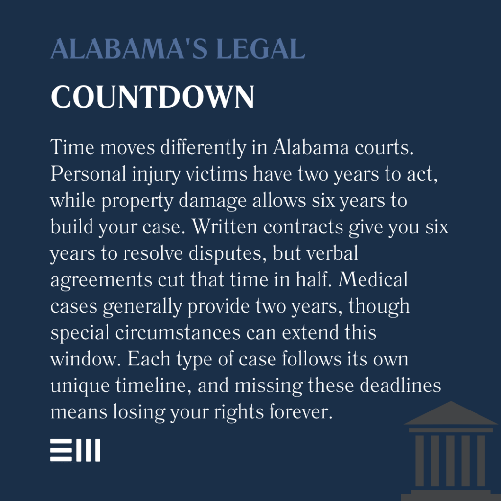 An infographic illustrating Alabama's legal countdown.