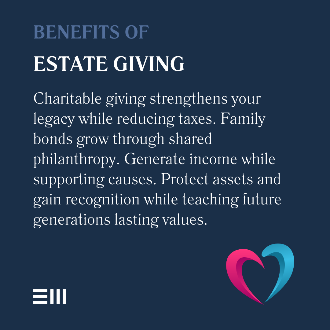 An infographic illustrating benefits of estate giving.