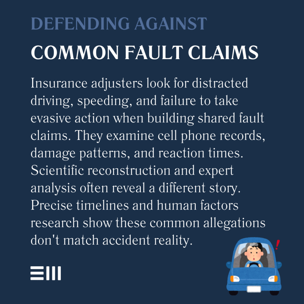 An infographic illustrating defending against common fault claims.