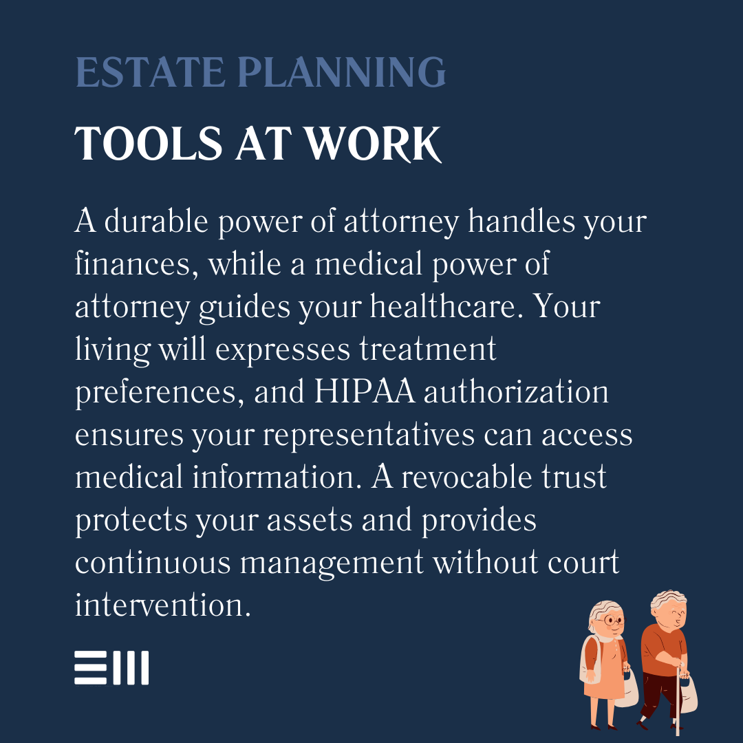 An infographic illustrating estate planning tools at work.