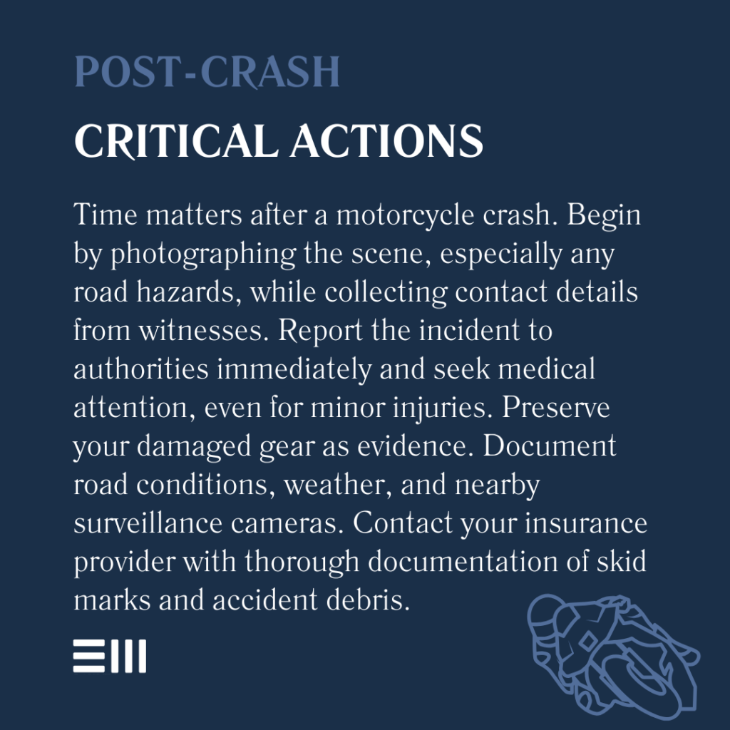 An infographic illustrating post-crash critical actions.