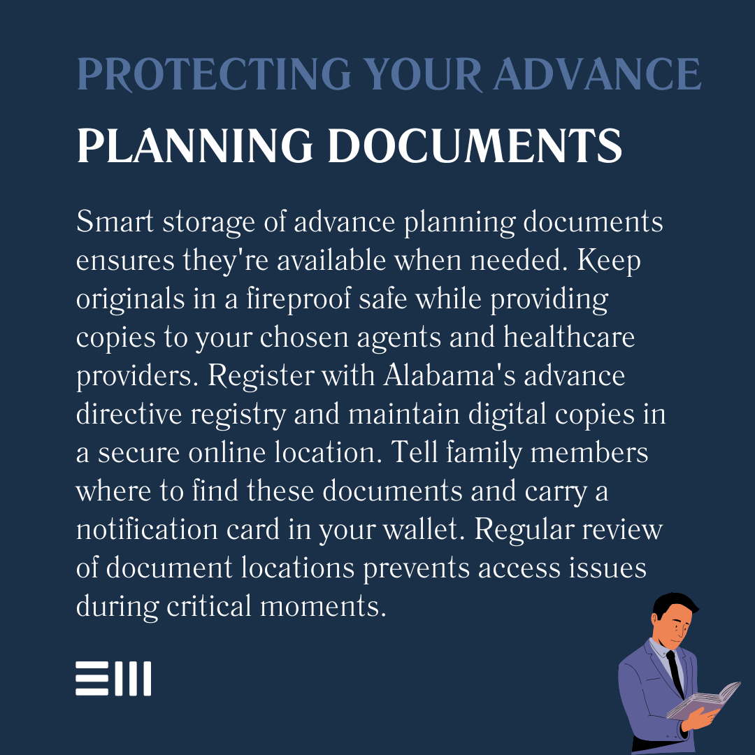 An infographic illustrating protecting your advance planning documents.