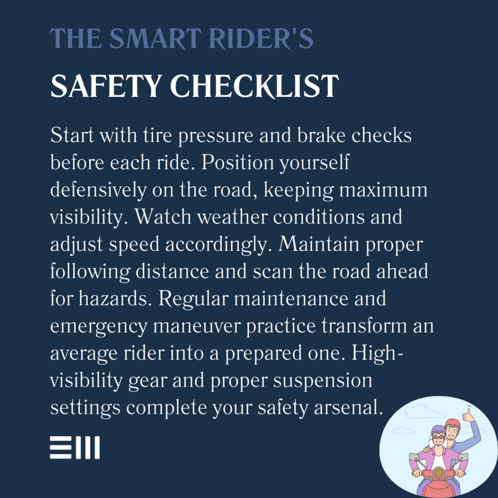 An infographic illustrating the smart rider's safety checklist.