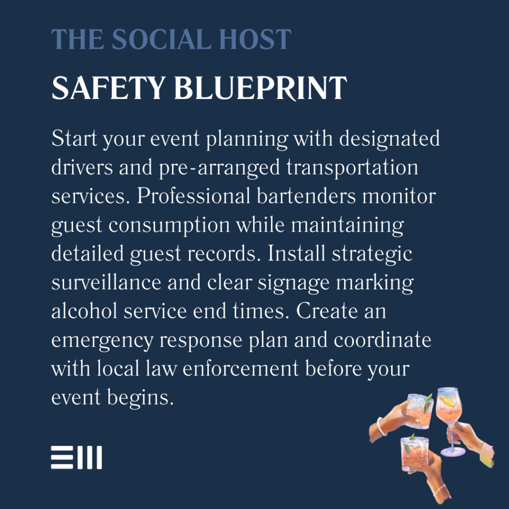 An infographic illustrating the social host safety blueprint.