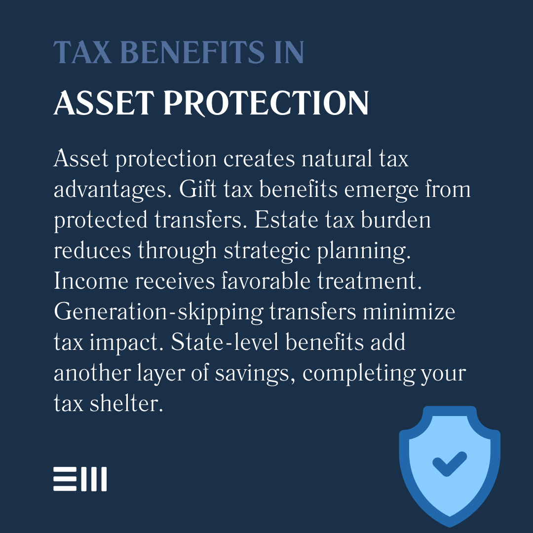 An infographic illustrating tax benefits in asset protection.