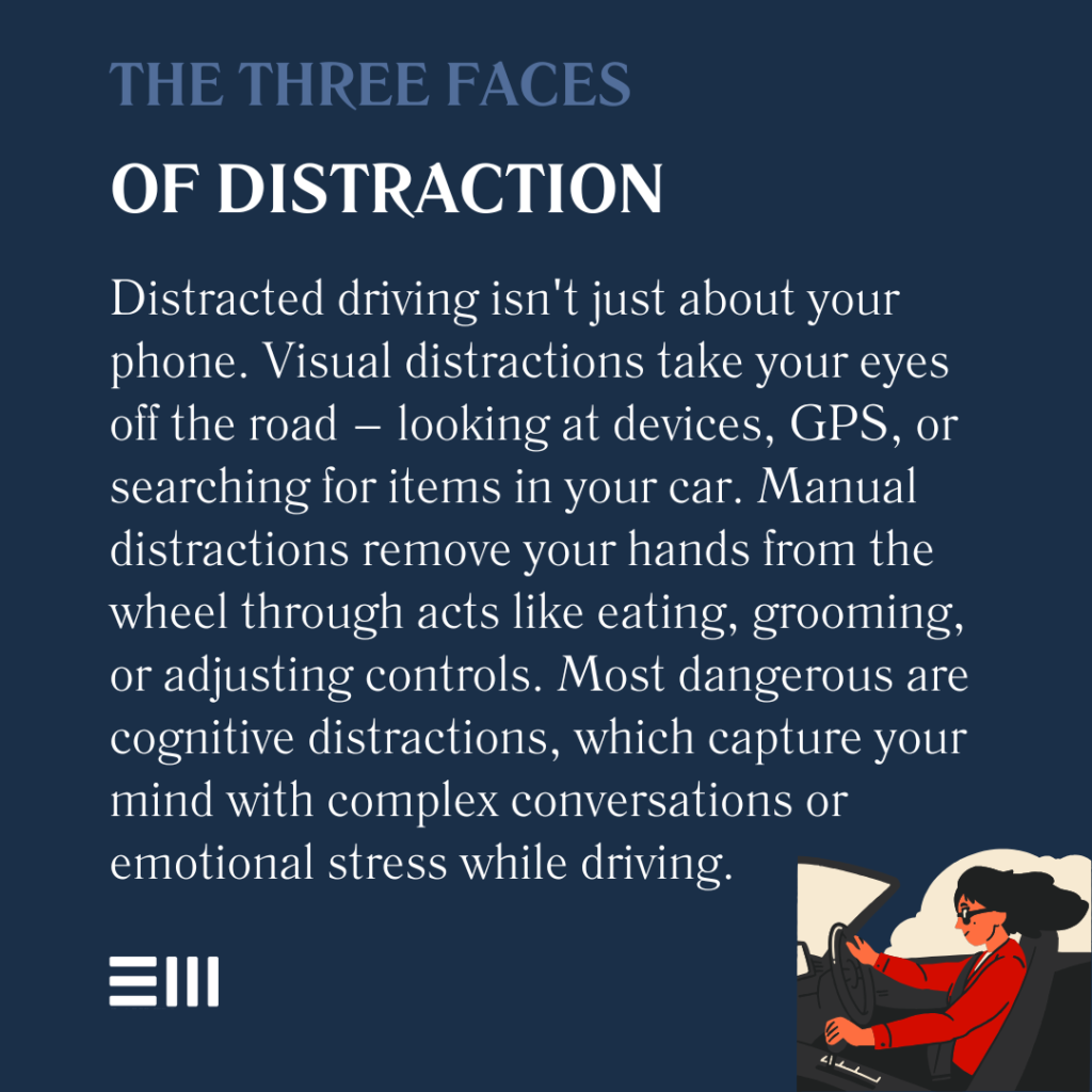 An infographic illustrating the three faces of distraction.