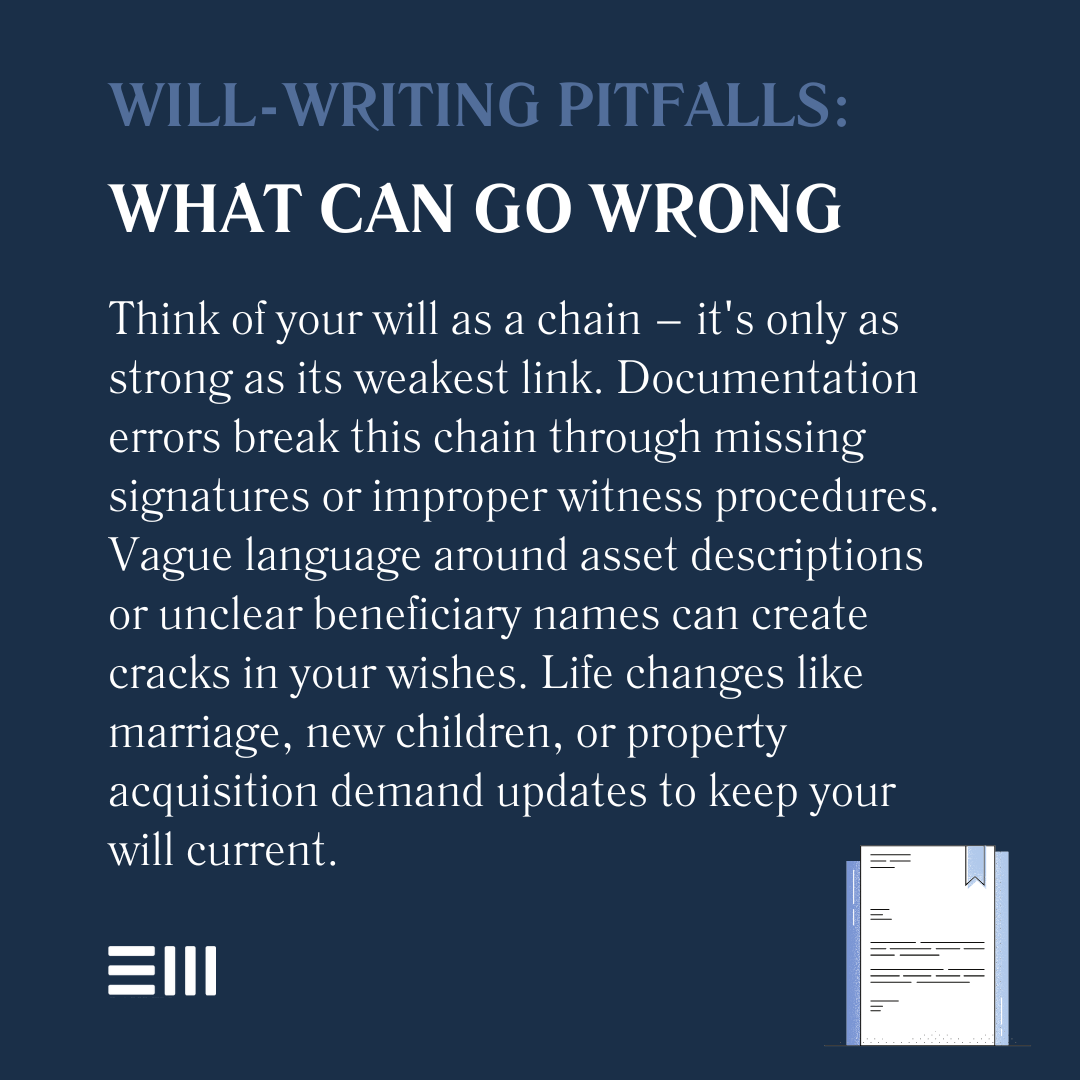 An infographic illustrating will writing pitfalls.