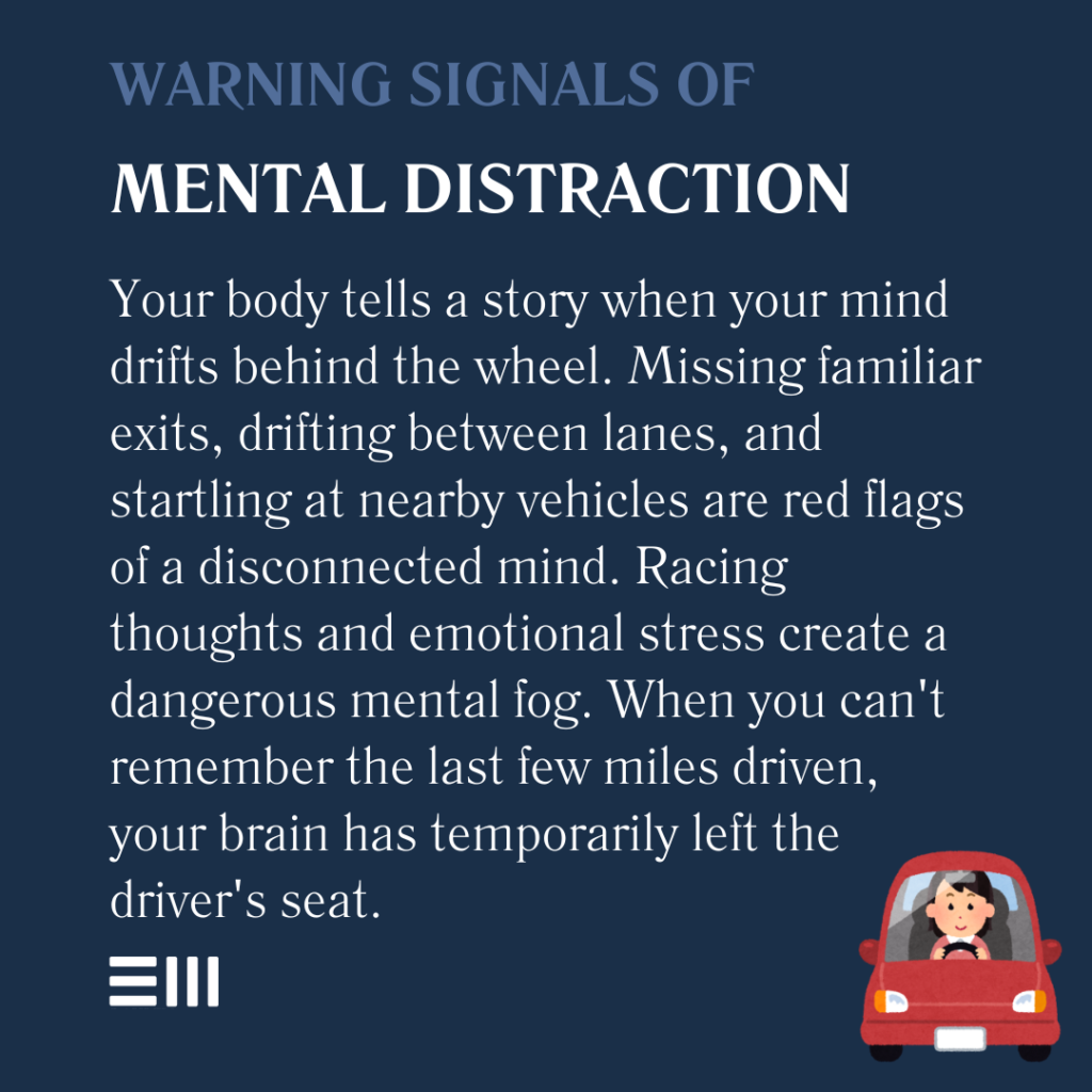 An infographic illustrating warning signals of mental distraction.