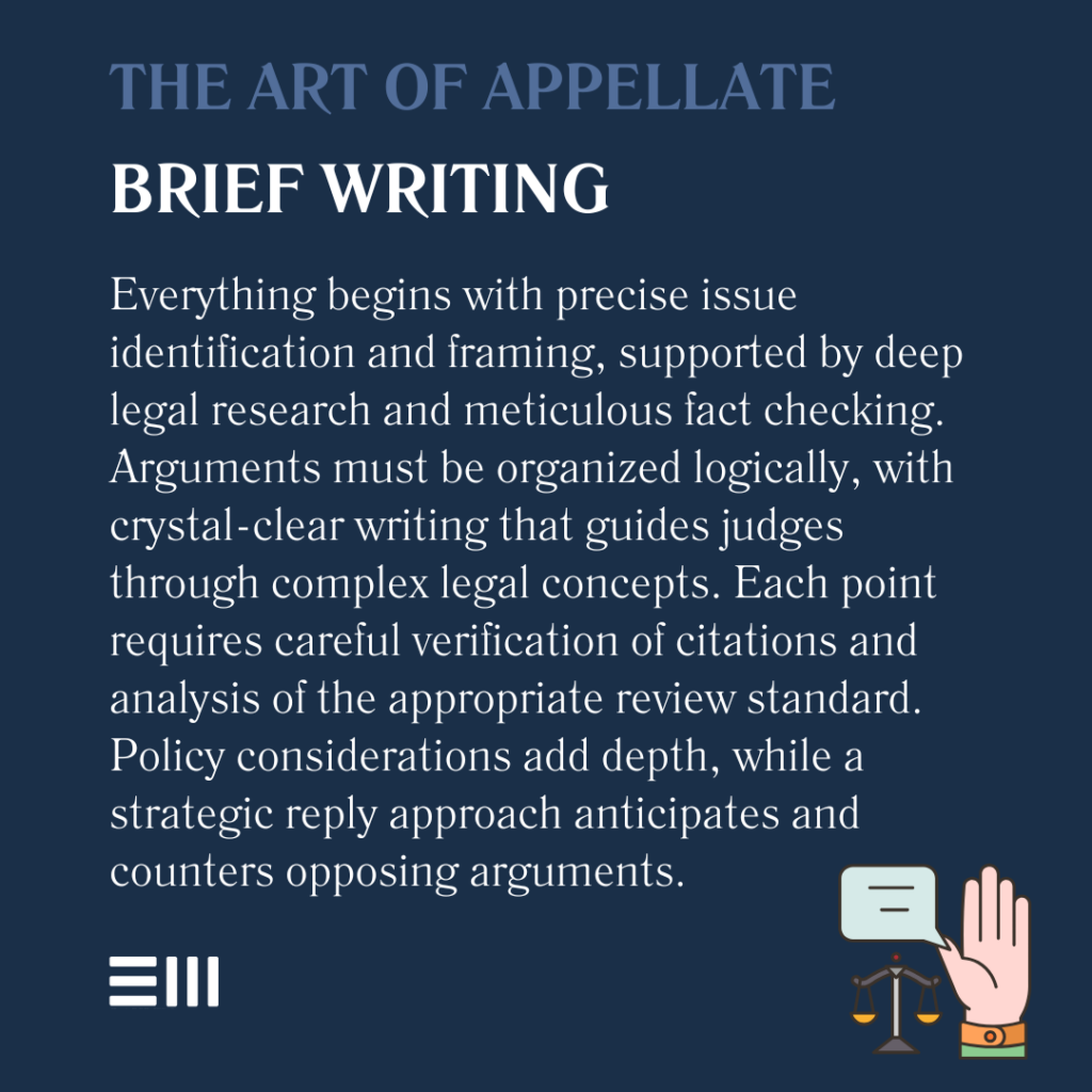 An infographic illustrating the art of appellate brief writing.