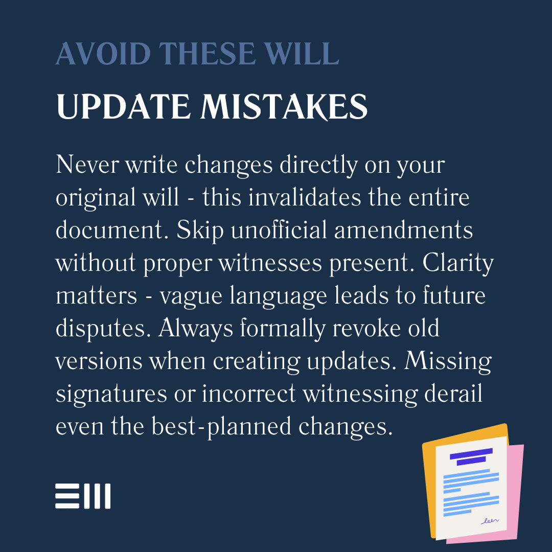 An infographic illustrating avoid these will update mistakes.