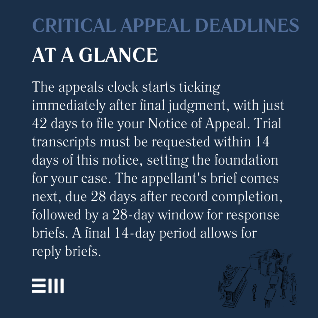 An infographic illustrating critical appeal deadlines at a glance.