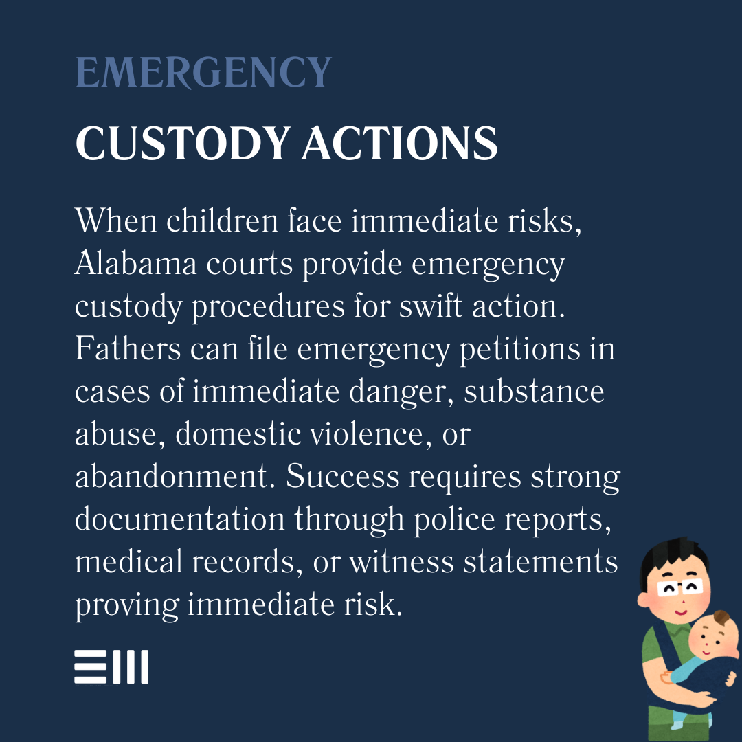 An infographic illustrating emergency custody actions.