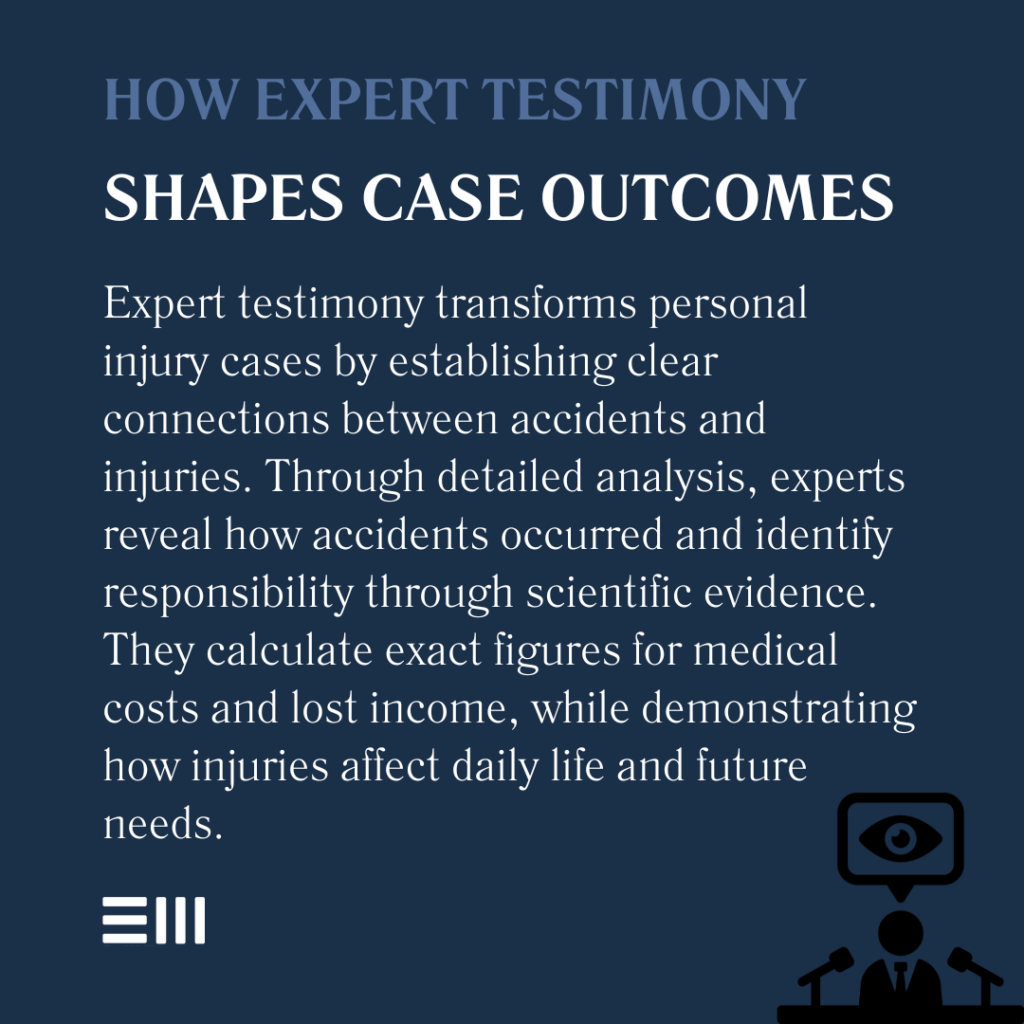 An infographic illustrating how expert testimony shapes case outcomes.