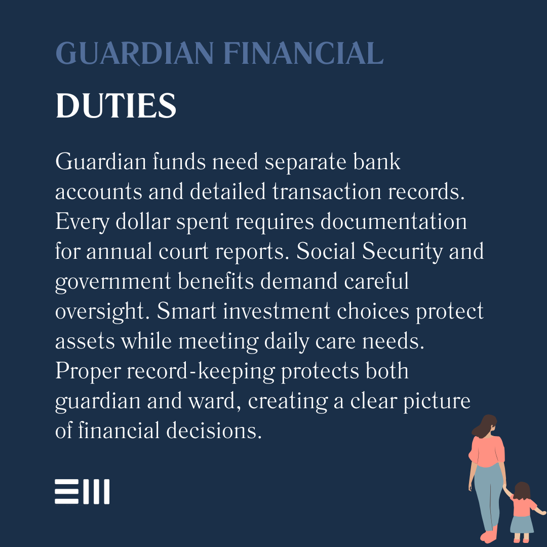 An infographic illustrating guardian financial duties.