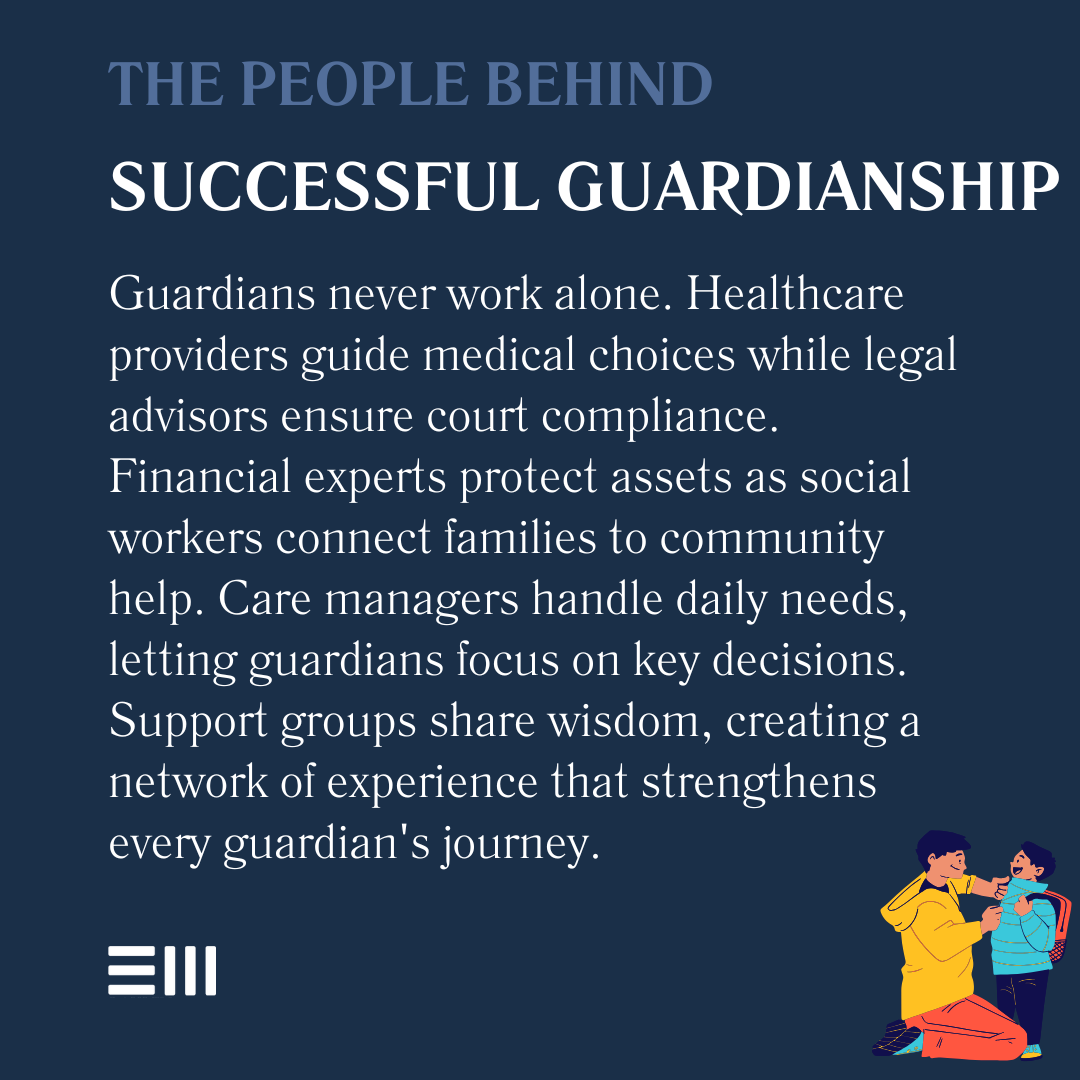 An infographic illustrating the people behind successful guardianship.