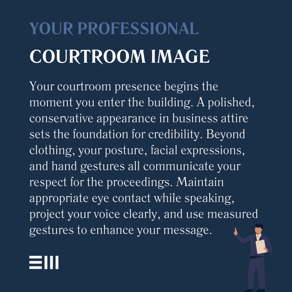 An infographic illustrating your professional courtroom image.