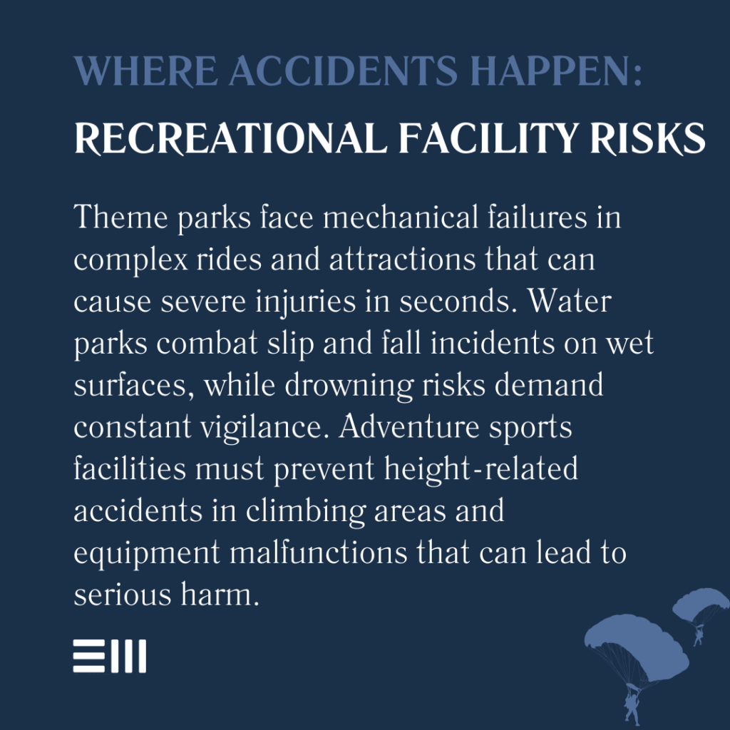 An infographic illustrating recreational facility risks.