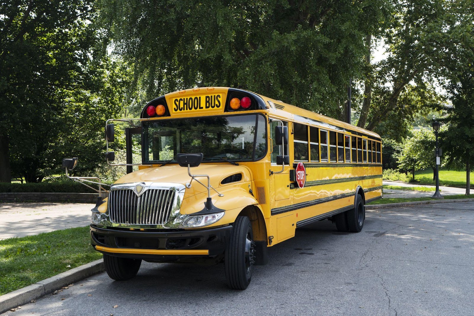 A yellow school bus parked on the roadside, symbolizing student transportation. This image relates to school bus accidents, highlighting issues of liability and the importance of ensuring student safety during transit.