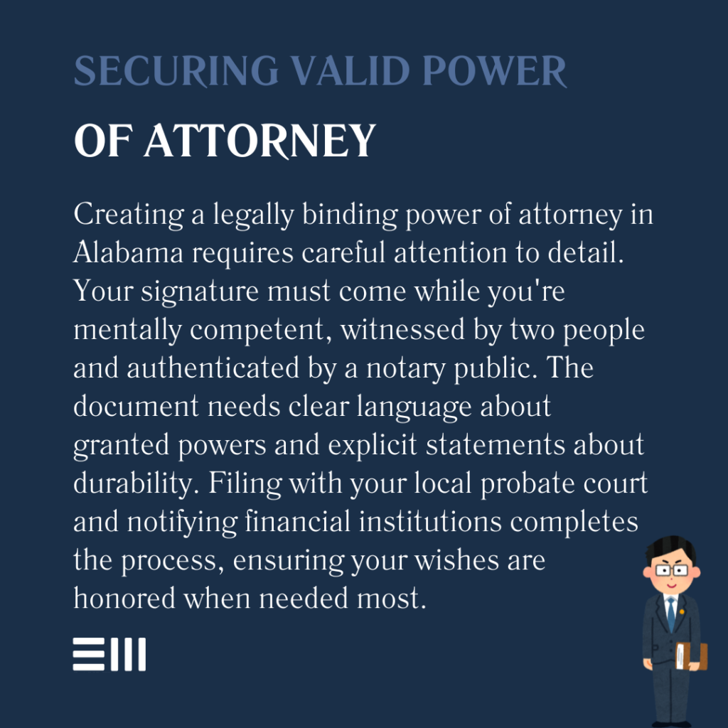 An infographic illustrating securing valid power of attorney.