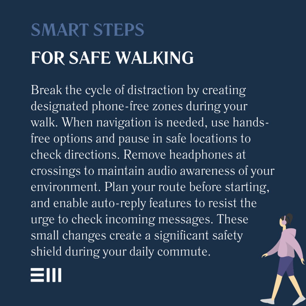 An infographic illustrating smart steps for safe walking.