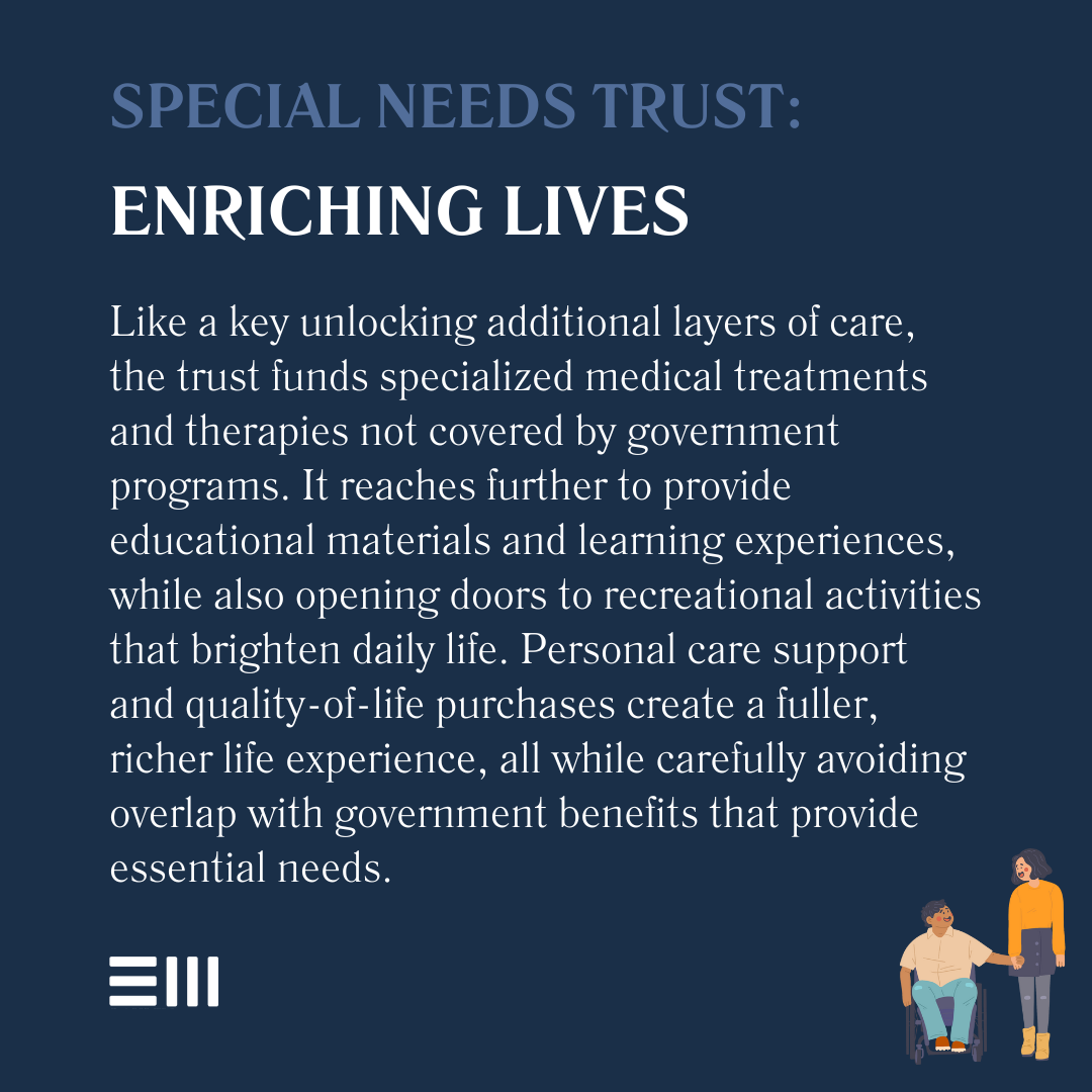 An infographic illustrating special needs trust - enriching lives.