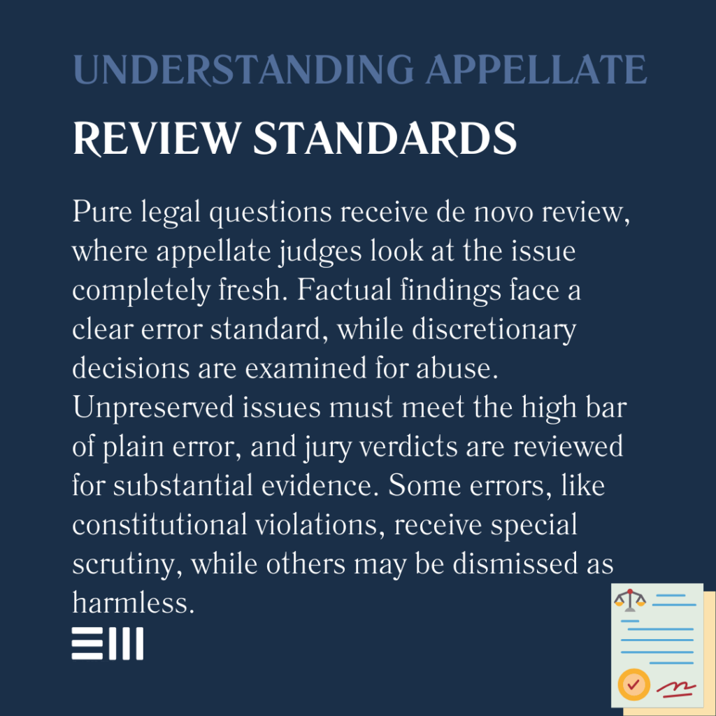 An infographic illustrating understanding appellate review standards.